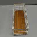 TIEYIPIN Small Metal Wire Storage Basket, Detachable Wood Base Storage Organizer Bin Basket for Kitchen Cabinets, Bathroom, Pantry, Garage, Laundry Room (Cream White, 2 Pack)