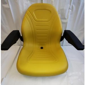 New One Piece Universal Tractor Seat and Compact High Back Mower Seat with Adjustable Armrest, Yellow Vinyl