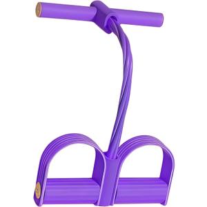 Multifunction Tension Rope - 6-Tube Elastic Pedal Resistance Band with Handle for Abdomen/Waist/Arm/Leg Stretching Slimming Training (PURPLE)