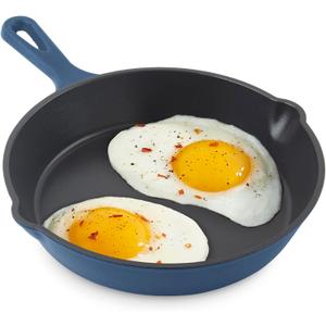 DASH Zakarian 7.5" Nonstick Cast Iron Skillet with Pour Spouts for Searing, Baking, Grilling, Roasting and More - Blue