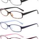 IVNUOYI 4 Pack Reading Glasses Blue Light Blocking with Spring Hinges, Colors Lightweight Readers for Women, Anti Glare UV Computer Eyeglasses 1.0