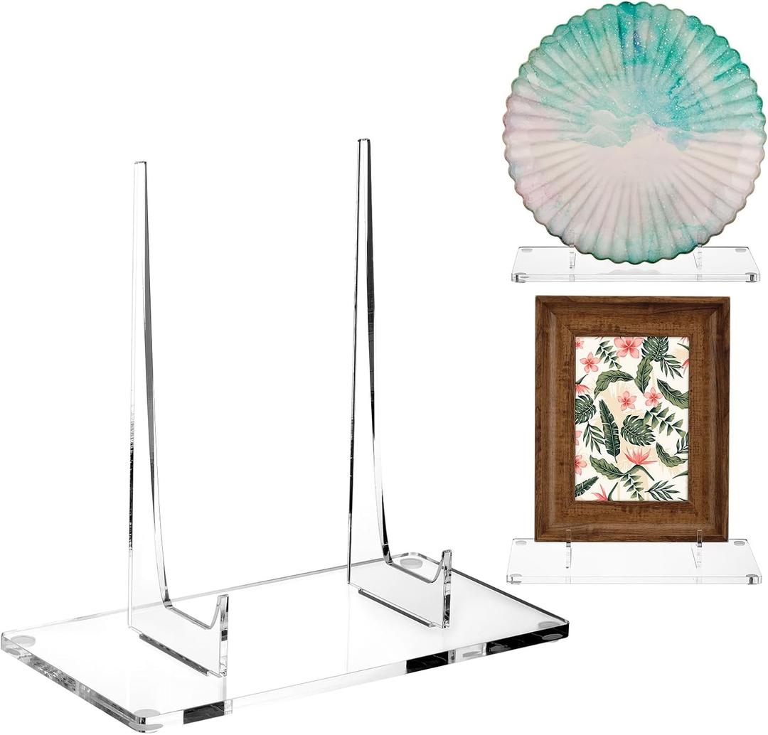 Jetec Acrylic Book Stand Clear Easel Stand for Display Acrylic Plate Postcard Picture Display Holder for Picture Book Decorative Plate Platter Photo(6 x 4 x 5.5 Inch)