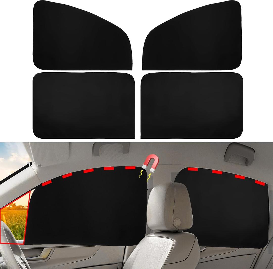 Ovege Car Window Shades Magnetic - Side Window Sun Shade Car Curtain Suedette UV Protection Privacy Baby Suction Magnetic Front&Back 4pcs
