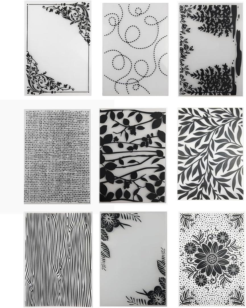 10Pcs Plastic Embossing Folders for Card Making Embossing Machine Template Mold Paper Card Embossing Stencil Flower Leaf Embossing Folder for Scrapbook Photo Album DIY Craft Decoration,4.1 x 5.8inch