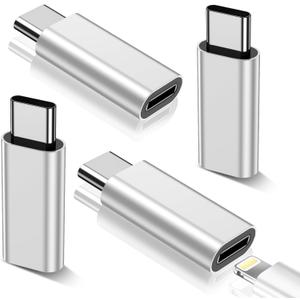 Lightning to USB C Adapter for iPhone 16/15 Pro Max/Plus,Samsung S25,iPad,Gender Changer,Charging & Data Sync ONLY,Type C Charger Connector,for iPhone 16/15 Charger (All Silver)