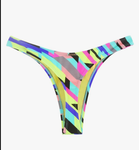 RELLECIGA Women's Black High Cut Thong Bikini Bottom Size L