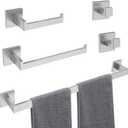 5-Piece Brushed Nickel Bathroom Hardware Set, Wall Mounted Thickened 304 Stainless Steel Towel Holder Set, Featuring 23.6" Towel Bar, Hand Towel Rack, Toilet Paper Holder, and 2 Towel Hooks