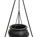 Halloween Witch Cauldron with Green String Lights, 51in Tripod Stand Black Pot Outdoor Indoor Yard and Porch Decoration for Spooky Party Display(Height130cm pan 20cm)