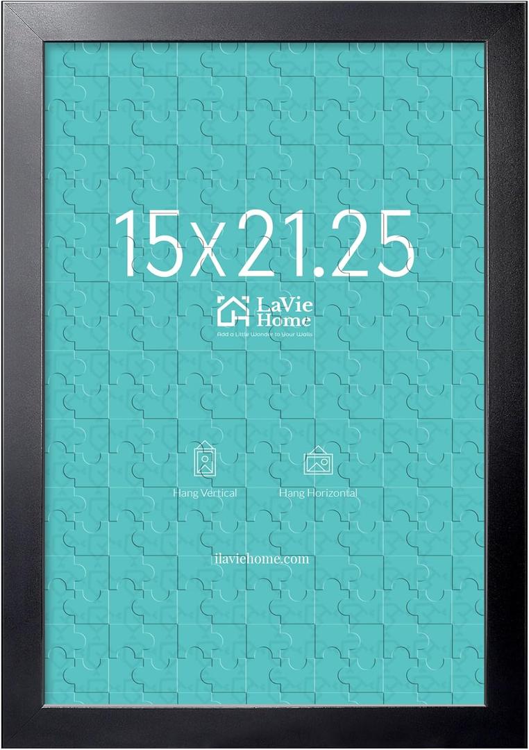 LaVie Home 15x21.25 Picture Frame Black, Puzzles Frame for Wall Decoration, Classic Black Minimalist Style Suitable for Decorating Houses, Offices, Hotels, Puzzles Posters Photos or Artwork1 Pack