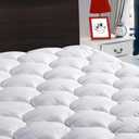 LEISURE TOWN King Mattress Pad Fitted Quilted Cotton Mattress Cover Cooling Soft Pillow Top Mattress Topper with Down Alternative Filling Mattress Protector with 8-21 Deep Pocket (78x80 White)