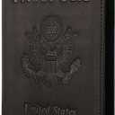 Genuine Leather Passport Holder Travel Wallet RFID Passport Cover Case for Women Men (Black)