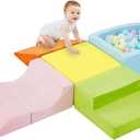 QUCHI 5-Piece Climbing Toys for Toddlers, Toddler Climbing Toys Indoor with Foam Ball Pit (Balls not Included), Soft Foam Climbing Blocks Set Indoor Play Gym for Crawling and Sliding