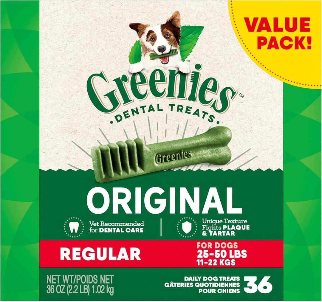 Greenies Original Regular Dental Dog Treats, 36 oz. Pack (36 Treats) (EXP 10/13/26)