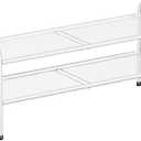 SUFAUY 2 Tier Shoe Rack for Closet, Metal Mesh Shoe Organizer, Stackable Heavy Duty Shoe Shelf, White