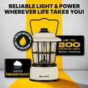 LUXPRO Retro LED Lantern - Battery-Powered Emergency Lantern - Water Resistant - Bright LED Lamp for Indoor & Outdoor Use - Use for Tents, Hiking or Hurricane Prep (Beige, Pack of 1)