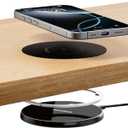 Invisible Wireless Charger, 0-30mm Under Desk Wireless Charger, Dual Uses On or Hidden Under Table Charging Pad for Nightstand for iPhone 16/16 Plus/16 Pro Max/15/14/13/Samsung/Android Phone (Black)