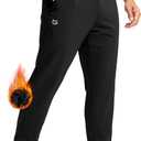 G Gradual Men's Fleece Joggers with Zipper Pockets Winter Warm Pants Water Resistant Athletic Workout Gym Sweatpants for Men (Black, L)