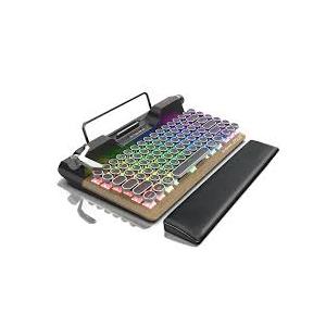 7KEYS Retro Typewriter Mechanical Gaming Keyboard, Vintage Style Computer Keyboard with Wireless Bluetooth5.0/Wired/2.4G, True RGB Backlight, Compatible with PC/Laptop/Tablet/Phone (Linear Switch)