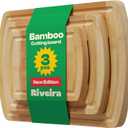 Riveira Two Tone Bamboo Wood Cutting Board  Versatile And Durable: Set Of 3 Pcs Rectangular Wooden Cutting Board  Natural Wooden Cutting Boards For Kitchen  Complete Bamboo Wooden Chopping Board