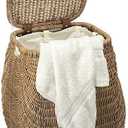 KOUBOO Wicker Rattan Laundry Hamper with Lid, Stylish Woven Basket for Laundry, Towels Blankets, Dirty Clothes, Ideal for Bedroom, Bathroom, Brown