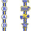 2026 Graduation Leis with Glitter Pins 2026 Grad Decorations Handmade Double Braided Satin Lei for Class of 2026 Graduate Her Him High School College Grad Party Supplies - Blue Gold