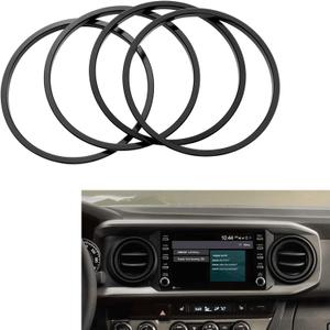 JDMCAR Compatible with Toyota Tacoma Accessories 2016-2022 2023 Premium Aluminum Alloy A/C Vent Ring Outer Trim Decoration Covers fit Tacoma A/C Outlet Vent -(4 pcs Set, Black)