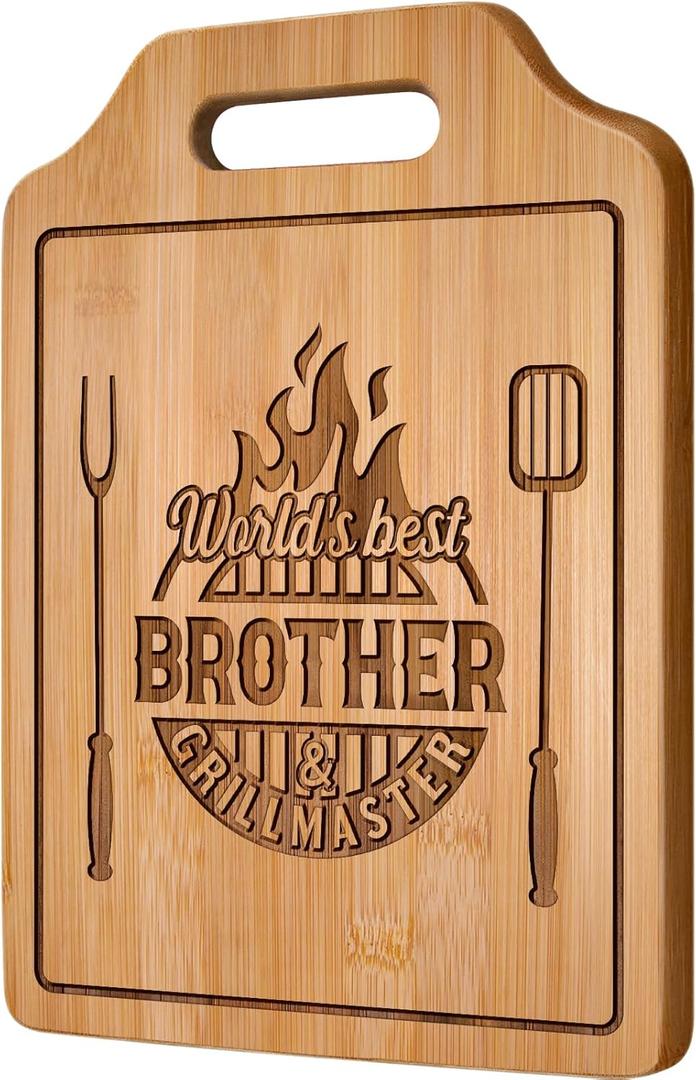AceThrills Gifts for Brother Gifts Adult, Brother Christmas Birthday Gift from Sister for Fathers Day Gift - Engraved Cutting Board 12.3"L  8.7"W  0.4"Th
