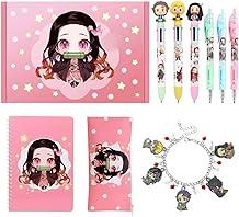 AEUTR Anime Devil Merchandise Gift Set, Adorable Anime Stationery Set, Contains Spiral Notebook, Stationery Pouch, Gel Pens, Multicoloured Pens, Bracelet, Gift Box