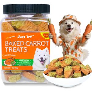 Just Try 16 OZ Baked Carrot Dog Treats Biscuits for Dogs High Dog Fiber Training Treats Healthy Dog Treats (EXP 06/11/27)
