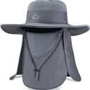 BROTOU Sun Cap Fishing Hats, UPF 50+ Wide Brim Outdoor Protection Hat, Sun Hat with Face & Neck Flap Cover for Men and Women (One Size, Gray)