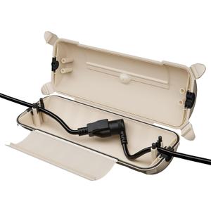 Flemoon Outdoor Extension Cord Safety Cover with Waterproof Protector Seal, Weatherproof Electrical Connection Box, Almond