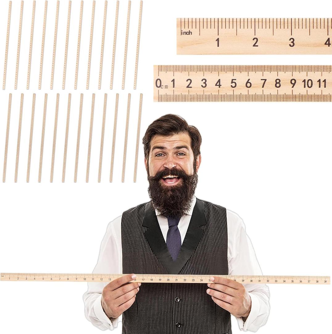 gisgfim 24 Pack 39 Inches Wood Double Sided Meter Stick Yard Stick Wood Economy Meterstick Wooden Ruler 100 Centimeters Measuring Yardstick Bulk School Classroom Home Office Kid Measuring Tailor Craft