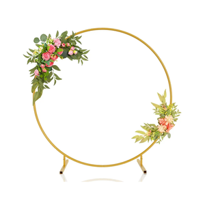 7.2ft Round Backdrop Stand, Stable Balloon Arch Stand, Metal Wedding Arch Backdrop Stand Circle Backdrop Stand Frame for Wedding, Birthday Party, Baby Shower Decoration (Gold)