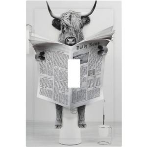 Funny Highland Cow in Bathtub 1 Gang Light Switch Cover Decorative Single Toggle Wall Plate Electrical Switchplate Standard Size Facplate for Kitchen Bathroom Bedroom Decor 5" X 3"