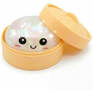 Giant Dumpling Stress Ball, Big Squishy Steamed Bun Fidget Toy with Steamer, Helps with Stress Relief, Soft Squeeze Ball for Kids and Adults (Colorful Glitter)