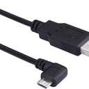 5M USB 2.0 A to Micro B USB Power Cable Charge Cord 90 Degree Left Angle with 5pc Wiring Clips for Garmin Dash Cam 55 Mini 2 Vehicle GPS Navigator Backup Camera CCTV Cameras Camcorder