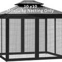 Gazebo Universal Replacement Mosquito Netting, 10' x 10' Outdoor Canopy Net Screen 4-Panel Sidewall Gazebo Curtains, with Zippers, Easy to Install, Fit for Most Gazebos 10x10 CanopyPatio Black