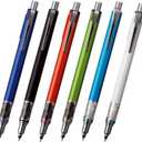 Uni Mechanical Pencil Kurutoga Advance 0.5mm 6-Pencil Bundle Set, Navy M55591P.9, Black M55591P.24, Red M55591P.15, Lime Green M55591P.5, Blue M55591P.33, White M55591P.1