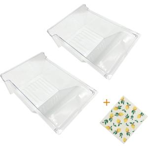2 Pack UPGRADED 240337103 Crisper Pan Compatible with 240337102 240337105 240337107 240337108 240337109 Refrigerator Pan Shelf Replacement 2PCS for Frigidaire Refrigerator Parts