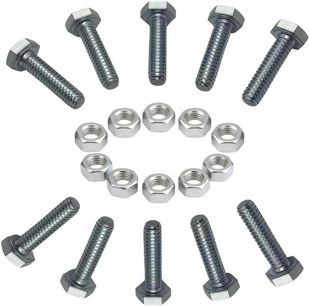 10 Sets of Snow Blowers Parts,19H1914 Shear Bolts and M40333 Nuts Replacement for John Deere 46" 47" 50" 54" Tractor-Mounted Snowblower,Steel Hex Head Bolt Bolts and Nuts Kit for Equipment/Machinery