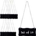 MyGift 5 Inch Mini Black Metal Chalkboard Sign Label with Hanging Jute String, Decorative Frameless Wave Edge Erasable Blank Slate Tag Board, Set of 10