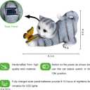 Solar Cat Statue with LED Lights & Butterfly - Outdoor Garden Decor for Patio, Lawn, Yard - Waterproof Cat Figurines, Housewarming Gardening Gifts for Women, Mom, Grandma