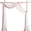 Floroom Wedding Arch Draping Fabric 3 Panels 20Ft Chiffon Fabric Drapes Arbor Drapery Wedding Ceremony Reception Swag Decorations (Dusty Rose +Blush +White)