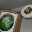 Semi Flush Mount Ceiling Light Fixture Vinatge Gold Ceiling Lights Mid Century Modern Green Glass Close to Ceiling Lighting Fixtures for Bedroom Hallway Foyer Bathroom Kitchen Laundry Room Nursery