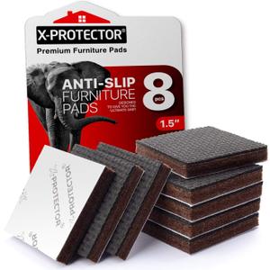 Non Slip Furniture Pads 8 pcs 1 1/2" X-Protector - Premium Furniture Grippers! Self-Adhesive Rubber Feet Furniture Feet - Ideal Non Skid Furniture Pad Floor Protectors - Keep Furniture in Place!