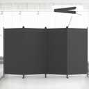 Kokorona 4 Panel Room Divider, 6FT Tall Folding Privacy Screen Wall Dividers, Portable Privacy Screen Freestanding Room Divider for Room Separation, Included - Cover Strips, Grey, 136''W x 71''H