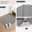 YIHOUSE Half Circle Door Mat 31" x 48" Grey, Front Door Mat Entrance Non Slip, Thin Dirt Trapper Washable Low Profile Doormats for Entryway Mats