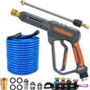 Pressure Washer Gun and Hose 3600 PSI, 50 FT Power Washer Hose, Extension Wand, 3/8" Swivel Quick Connector & M22-14mm Fitting, 30" Extension Wand & 7 Nozzle Tips