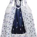 1791's lady Women's Victorian Rococo Dress Inspiration Maiden Costume (Large, Blue)