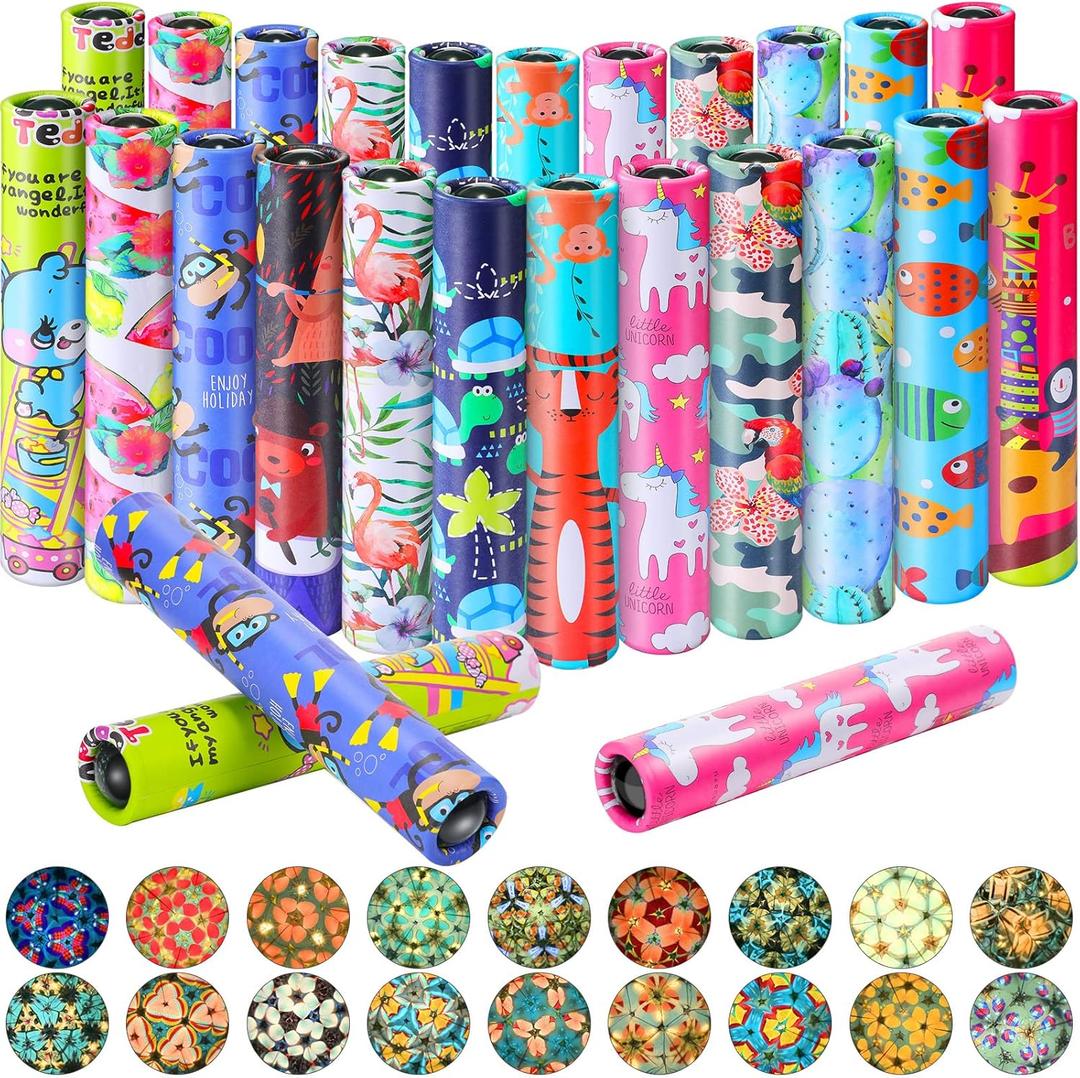 Chivao 30 Pcs Classic Kaleidoscopes Kids Vintage Toys, Return Gifts for Kids Birthday Mini Kaleidoscope Kit for School Classroom Prizes, Stock Stuffers Bag Fillers, Random Colors(Stylish Style)